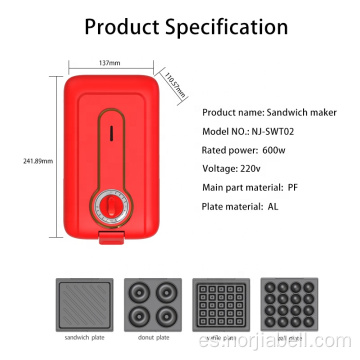 fabricante de sándwich eléctrico con cuatro opciones